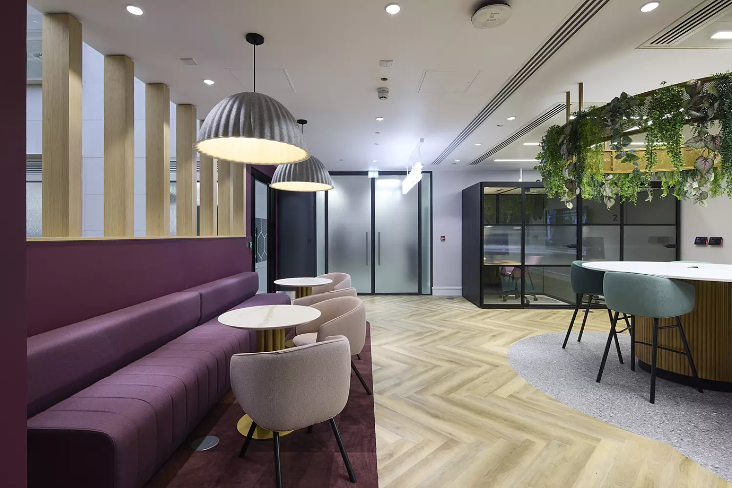 bench, tables and chairs