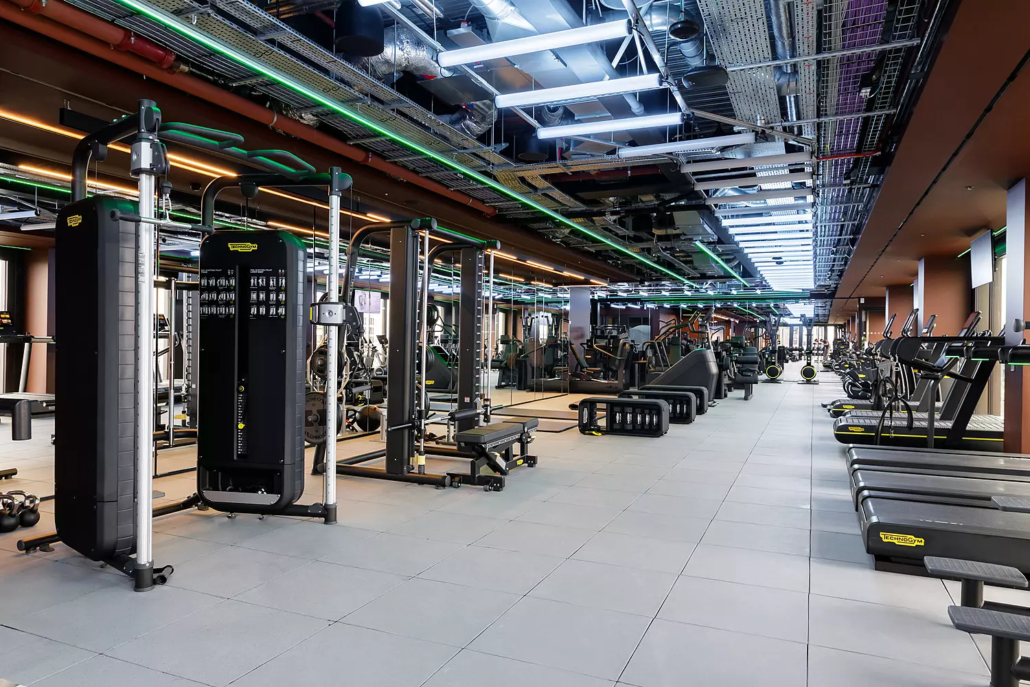 A high spec gym space with a variety of machines