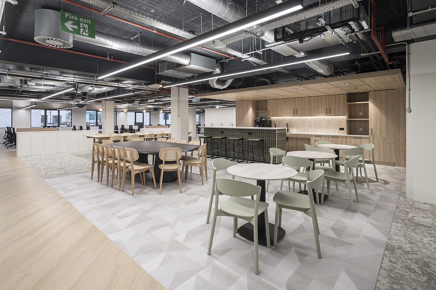 Tables surrounded by chairs