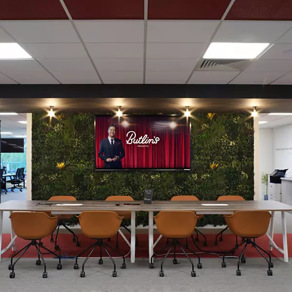 Touchdown space at Butlins complete with green wall