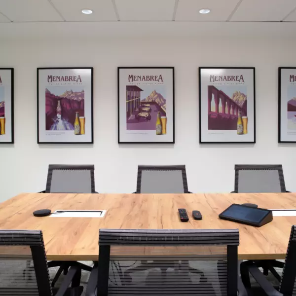 Meeting rooms with brand elements in Bristol office