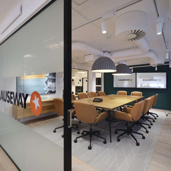 Causeway orange boardroom office design