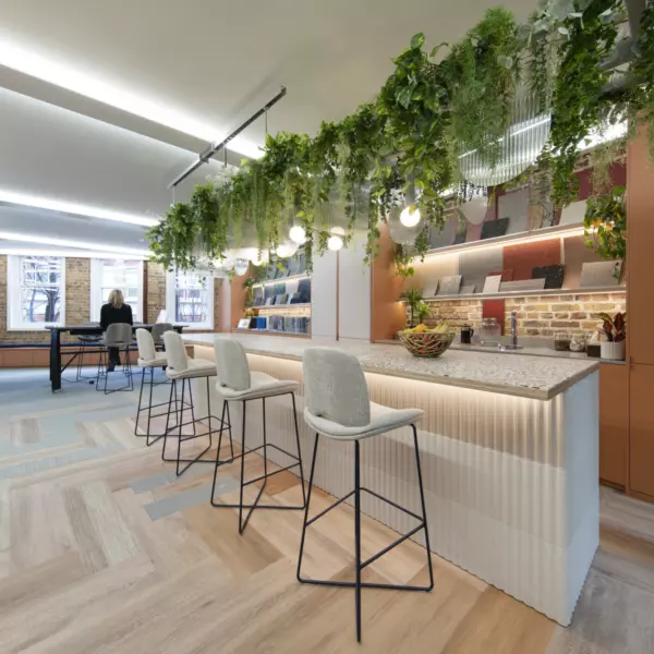 Interface office design colourful kitchen