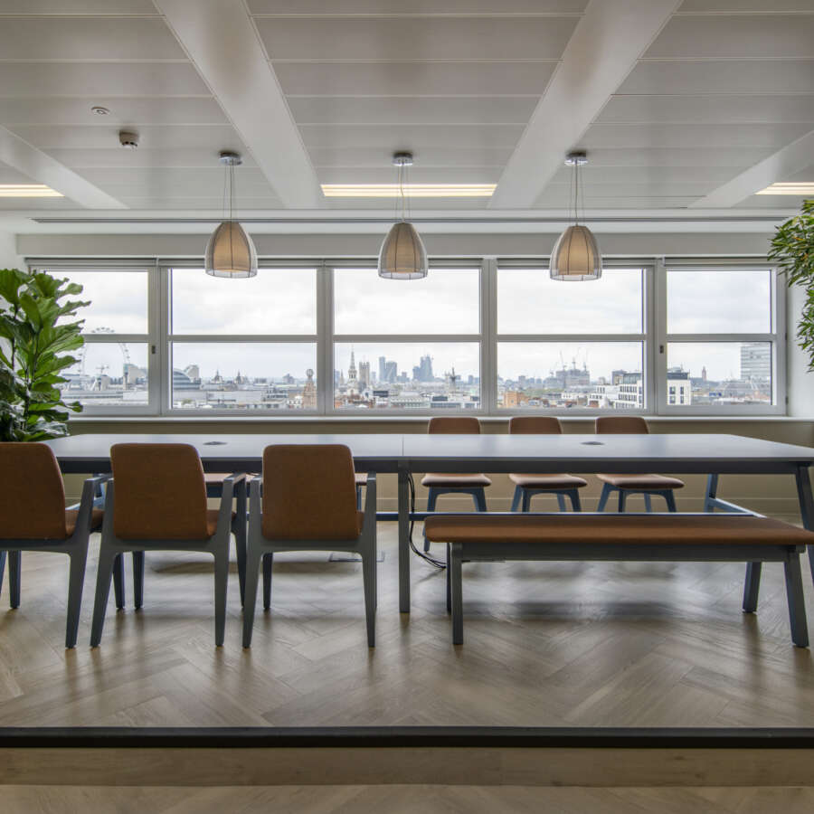 A variety of seating around a modern meeting setting in London