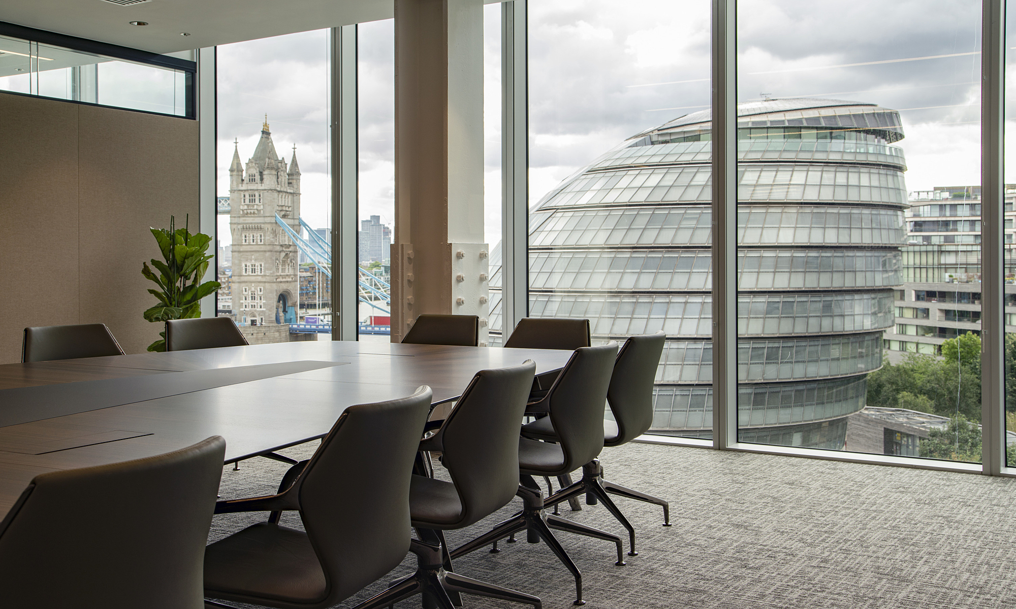 Boardroom with a cityscape view
