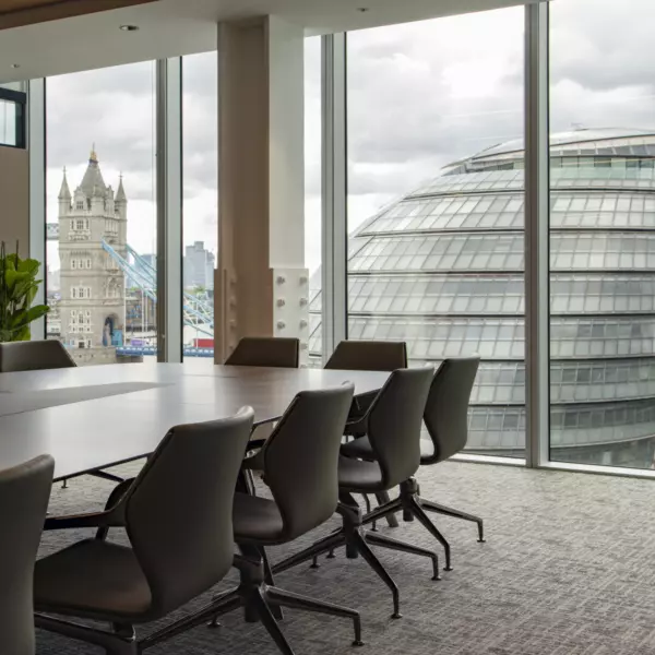 Boardroom with a cityscape view