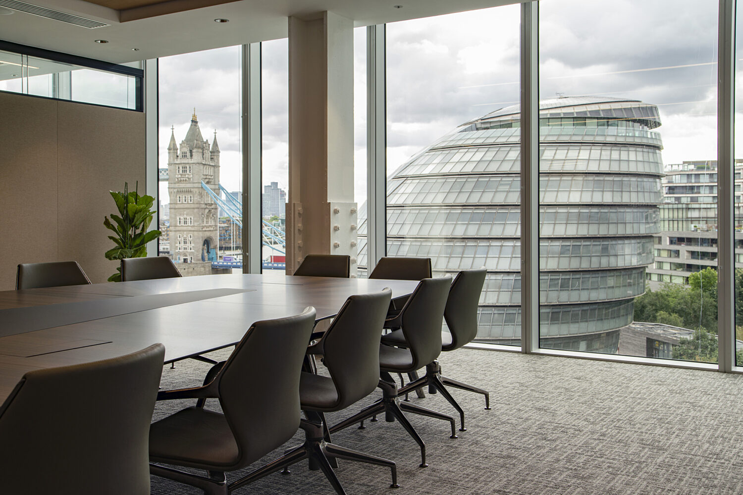 Boardroom with a cityscape view