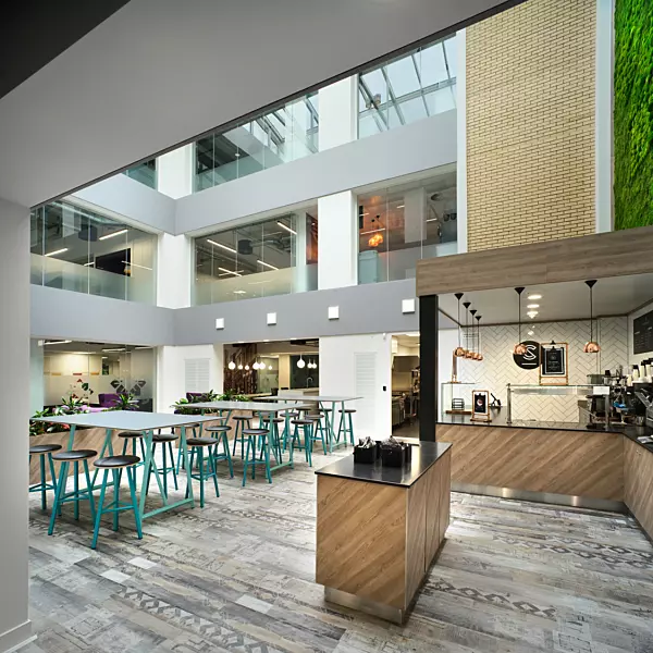 Countryside central atrium flooded with natural light