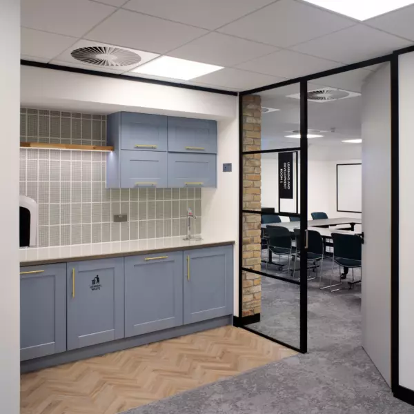 A bespoke teapoint adjacent to a meeting room