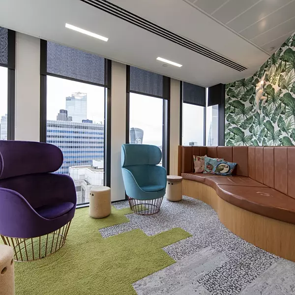 R3 Meeting room with palm wallpaper