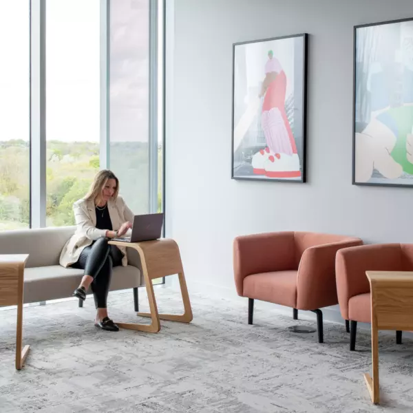 Modern office touchdown workspace, Reading