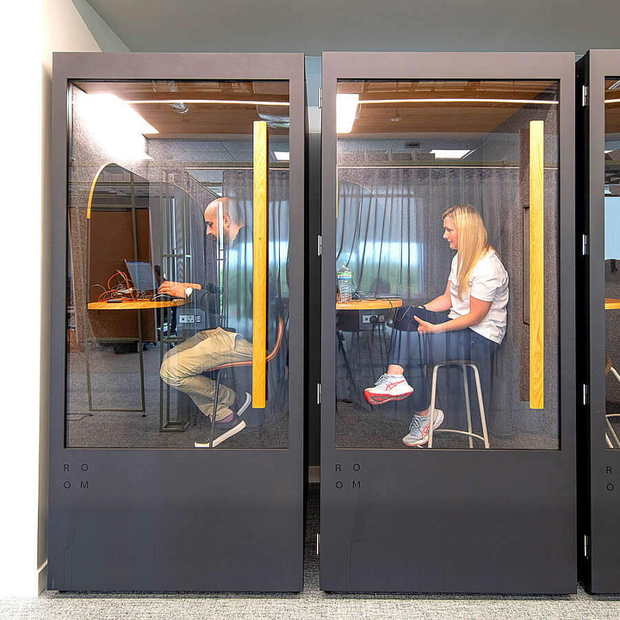 Private work booths at Three UK