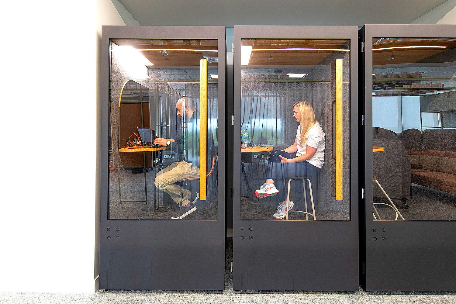Private work booths at Three UK