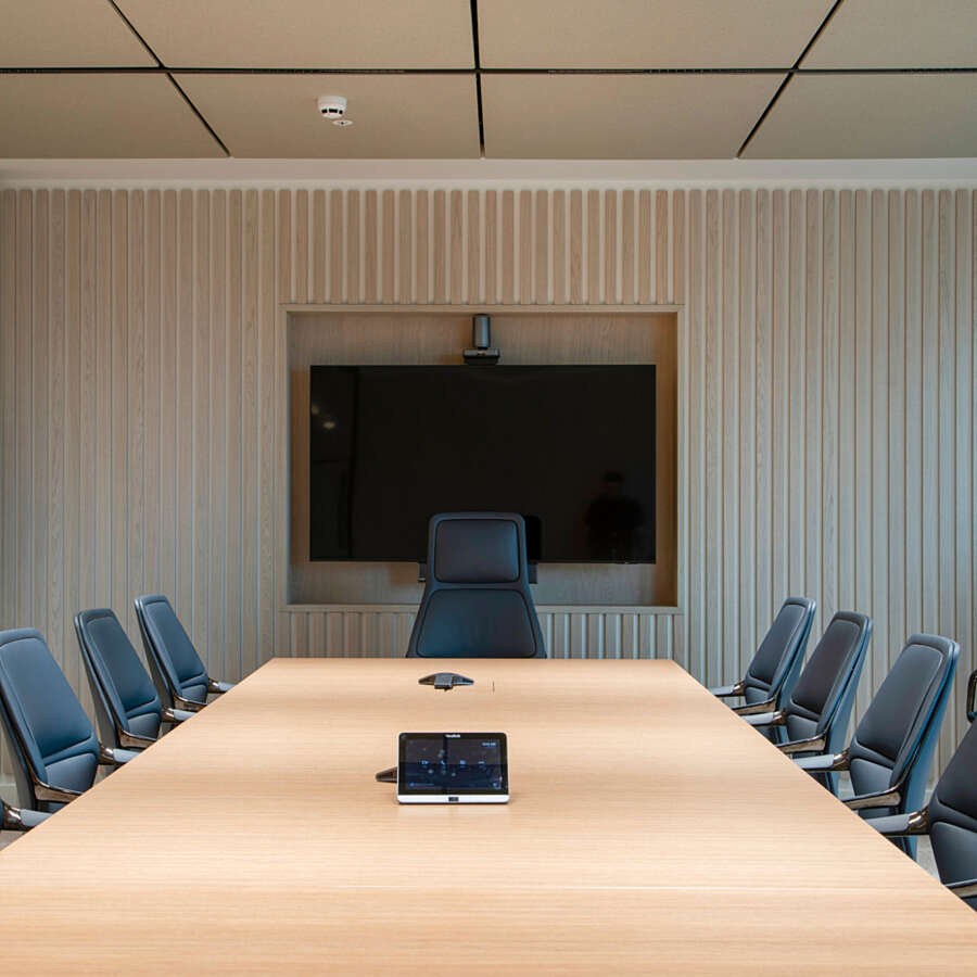 Boardroom with seamless AV integration in London office