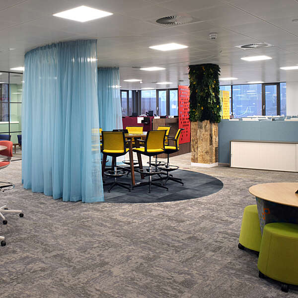 Open plan colourful office design