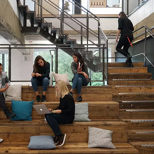Anomaly wooden benches in office fit out