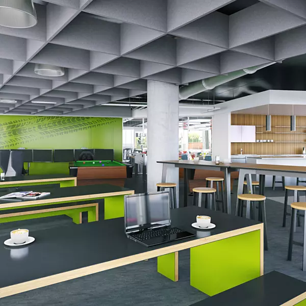 Teapoint and communal seating at Motonovo Cardiff