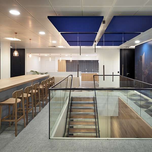 Riverbed feature staircase in office fit out
