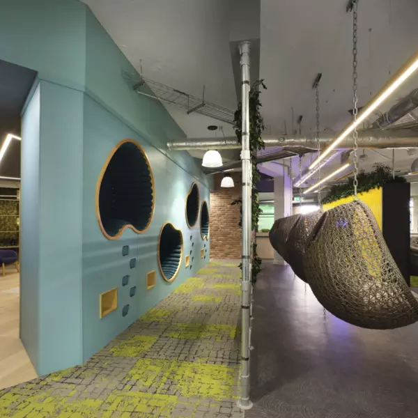 University of Surrey Blue and Green Hanging Chair