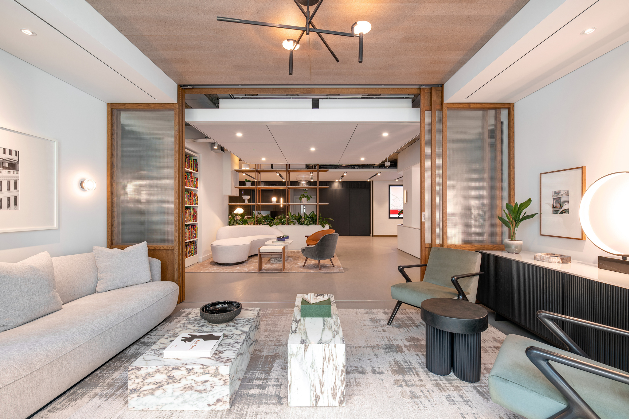 Lounge style seating with high quality finishes in Mayfair office