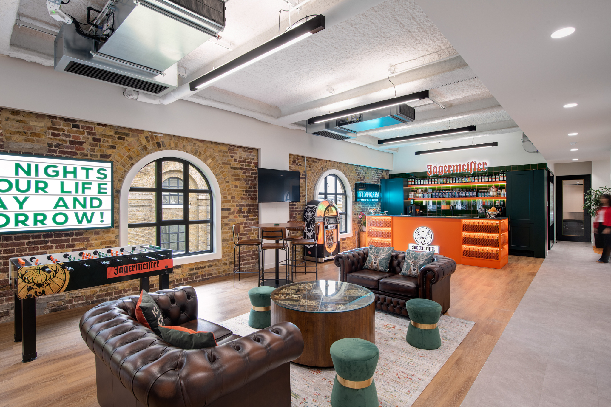 Jagermeister's modern office breakout space