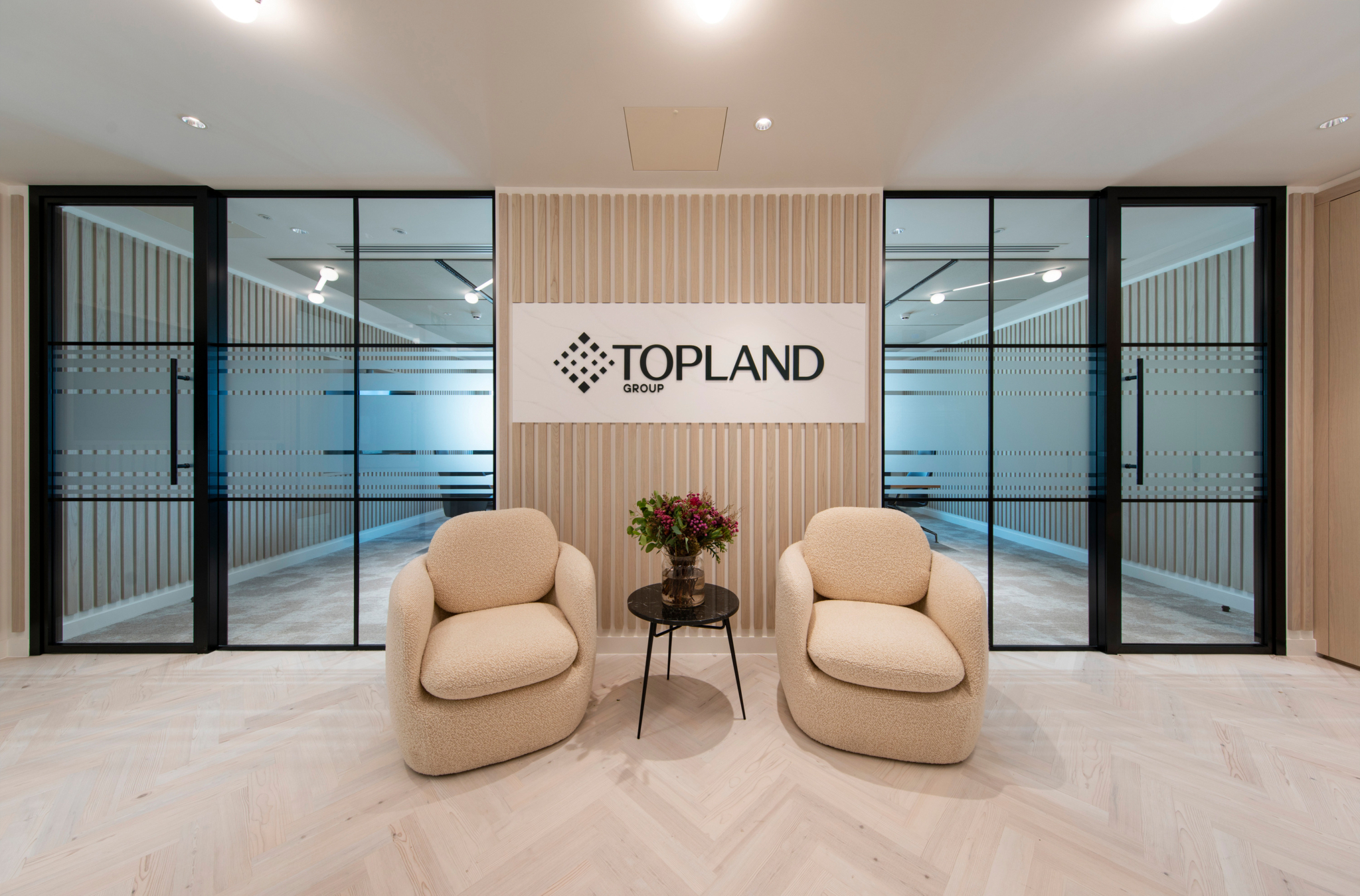 Topland logo in lift lobby
