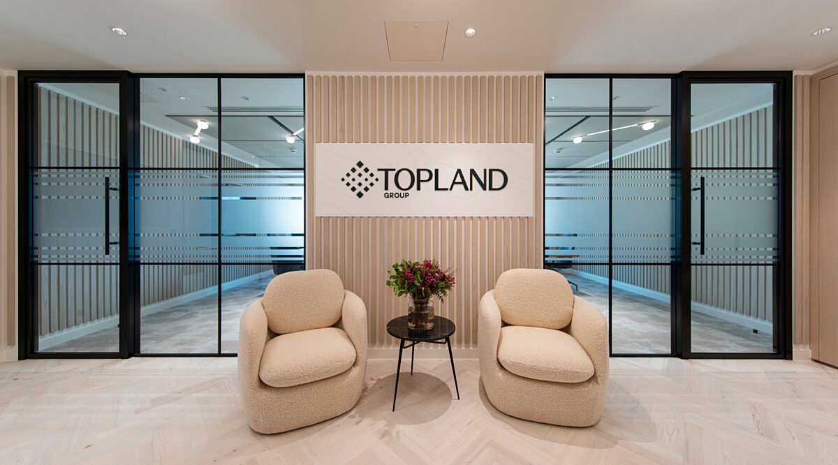 Topland logo in lift lobby