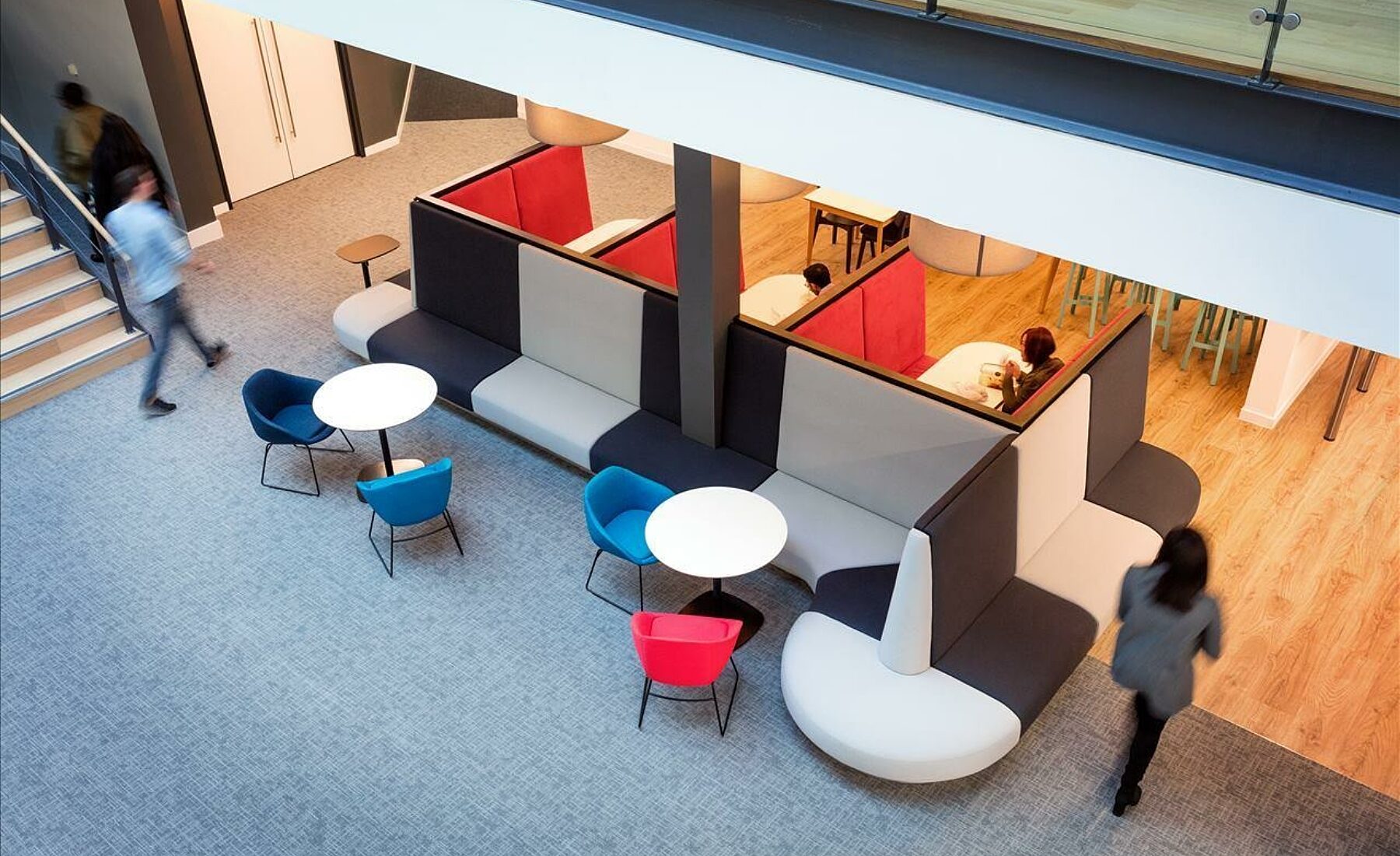 Office breakout space encouraging collaboration