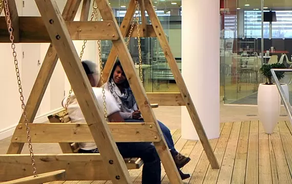 Modern office design with a breakout swing