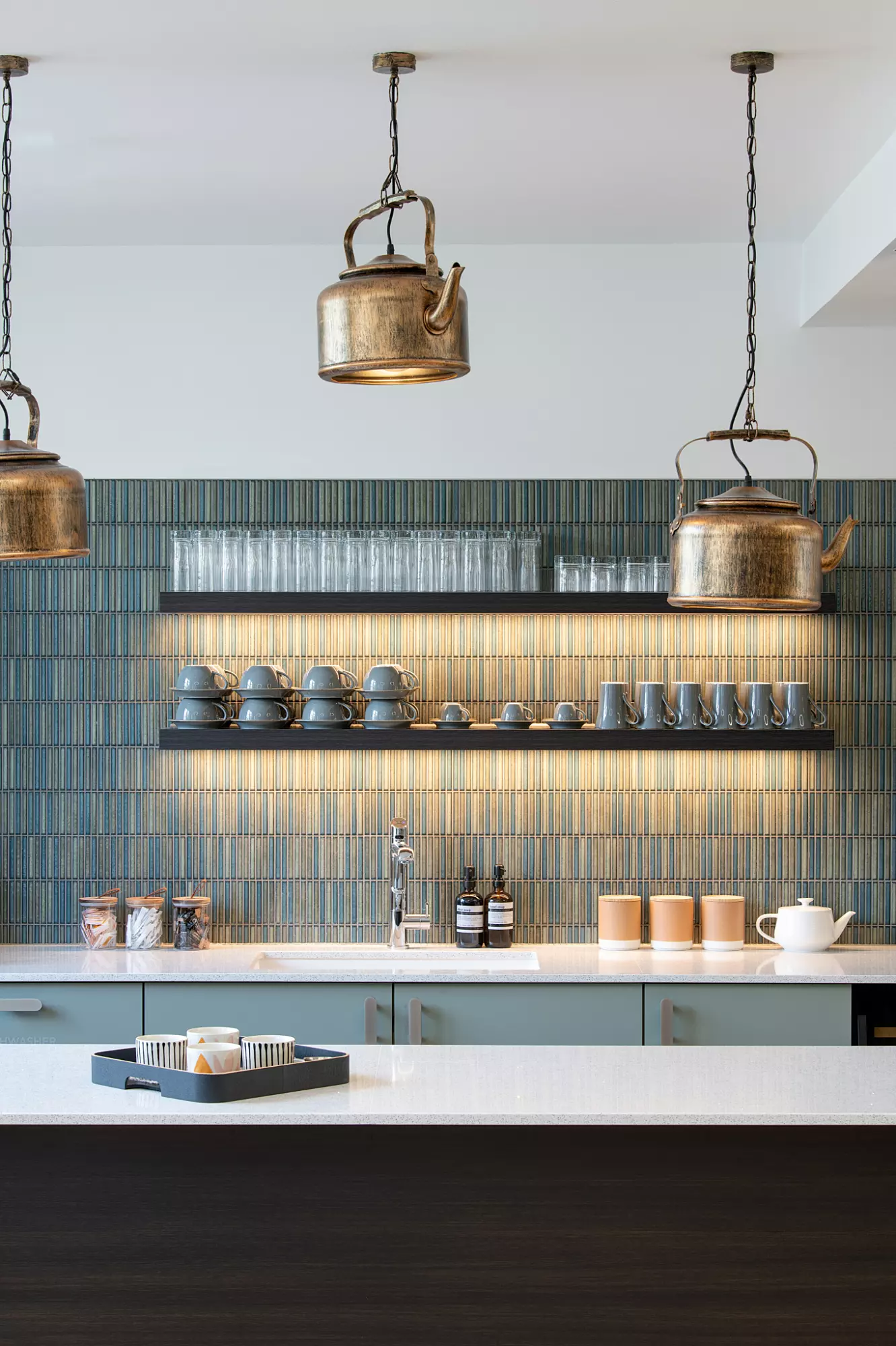 Old fashioned tea pot light shades