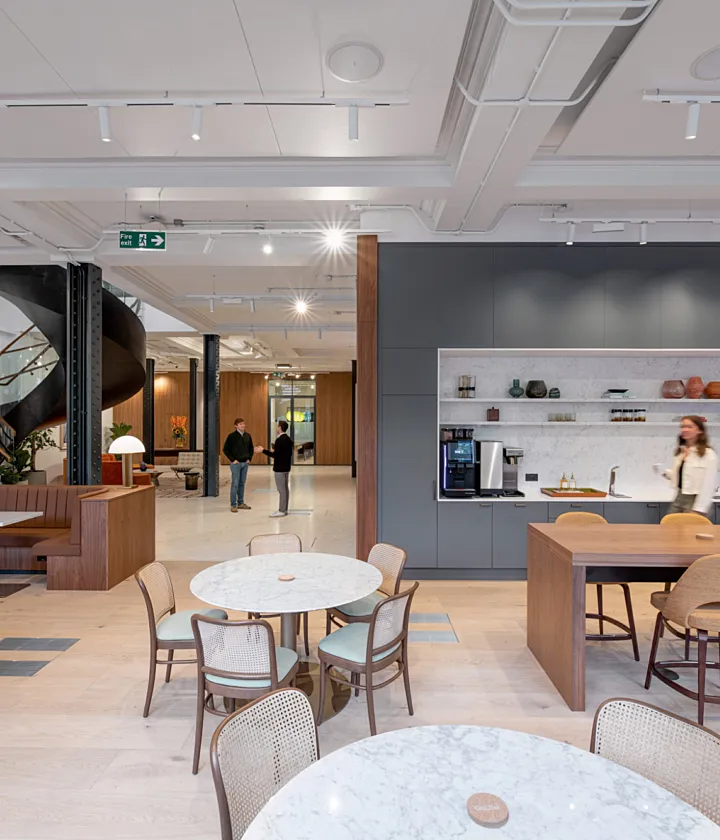 Communal kitchen area with an array of seating
