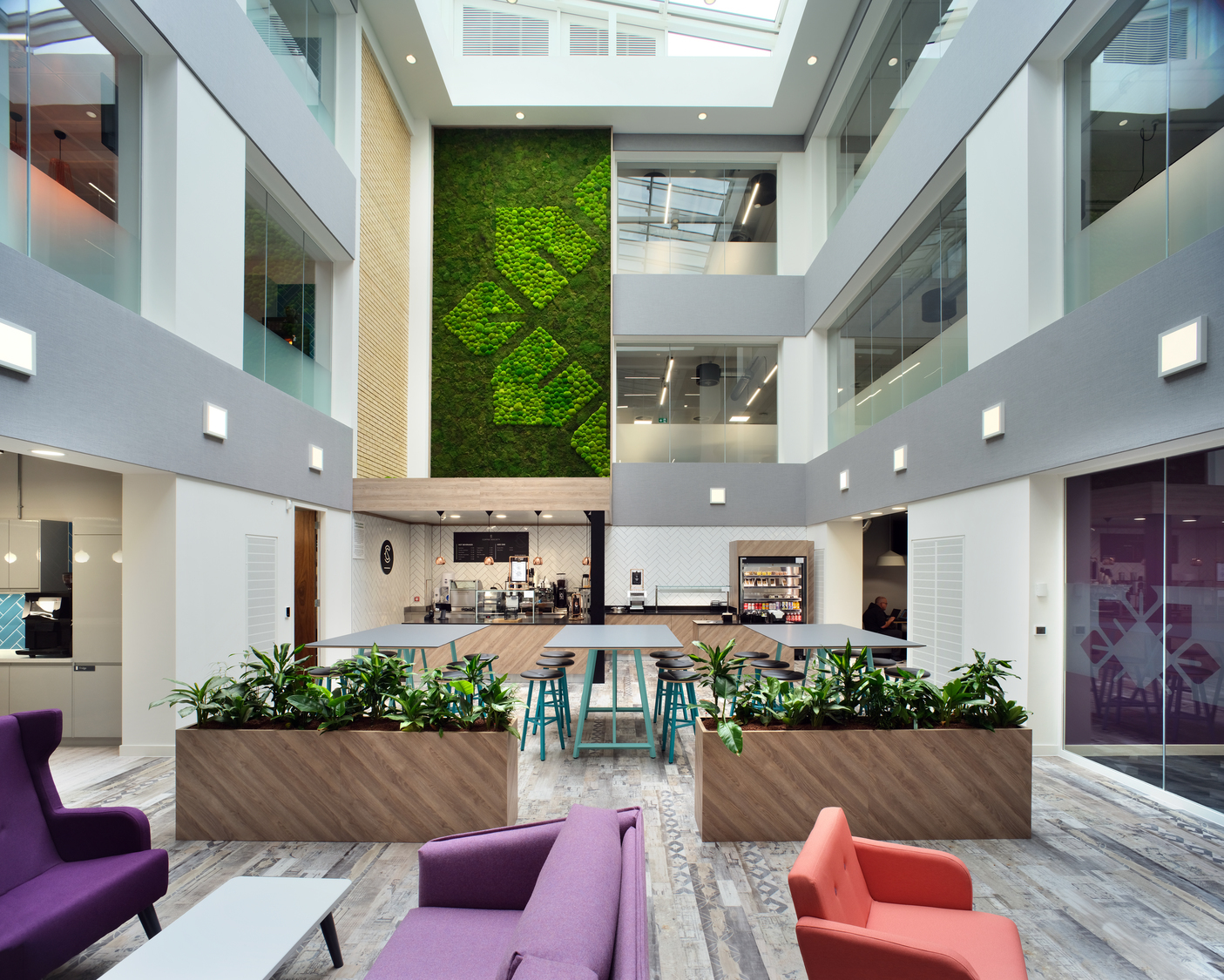 Modern office area for eating and socialising