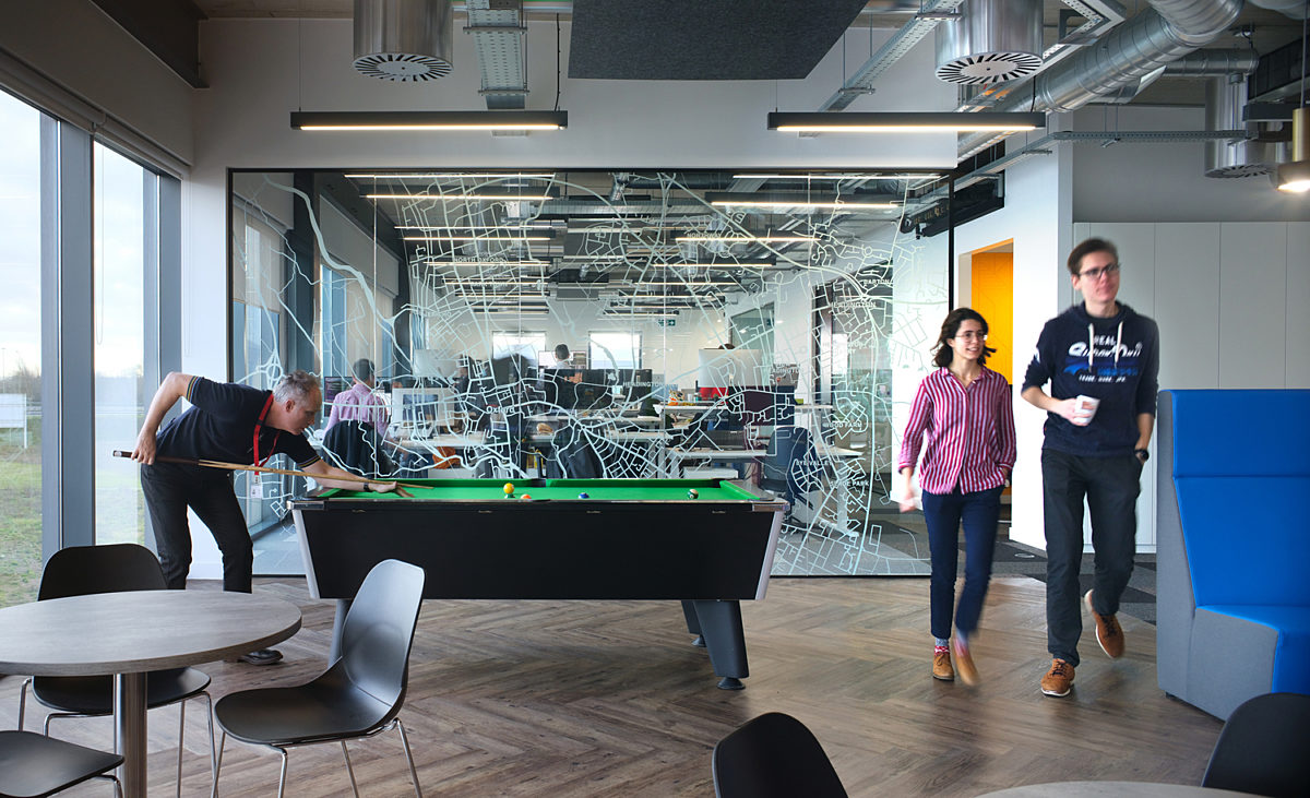 Perspectum pool table supporting informal office interaction