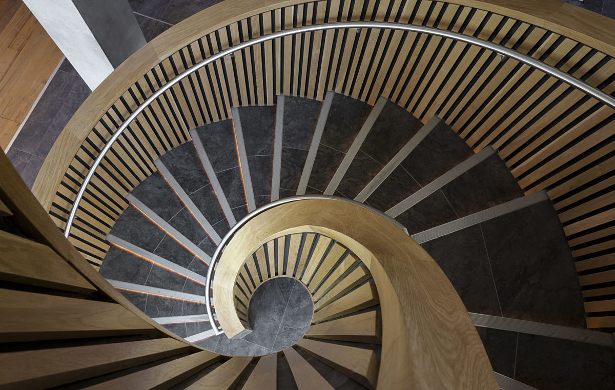 impressive helical stairwell in fit out