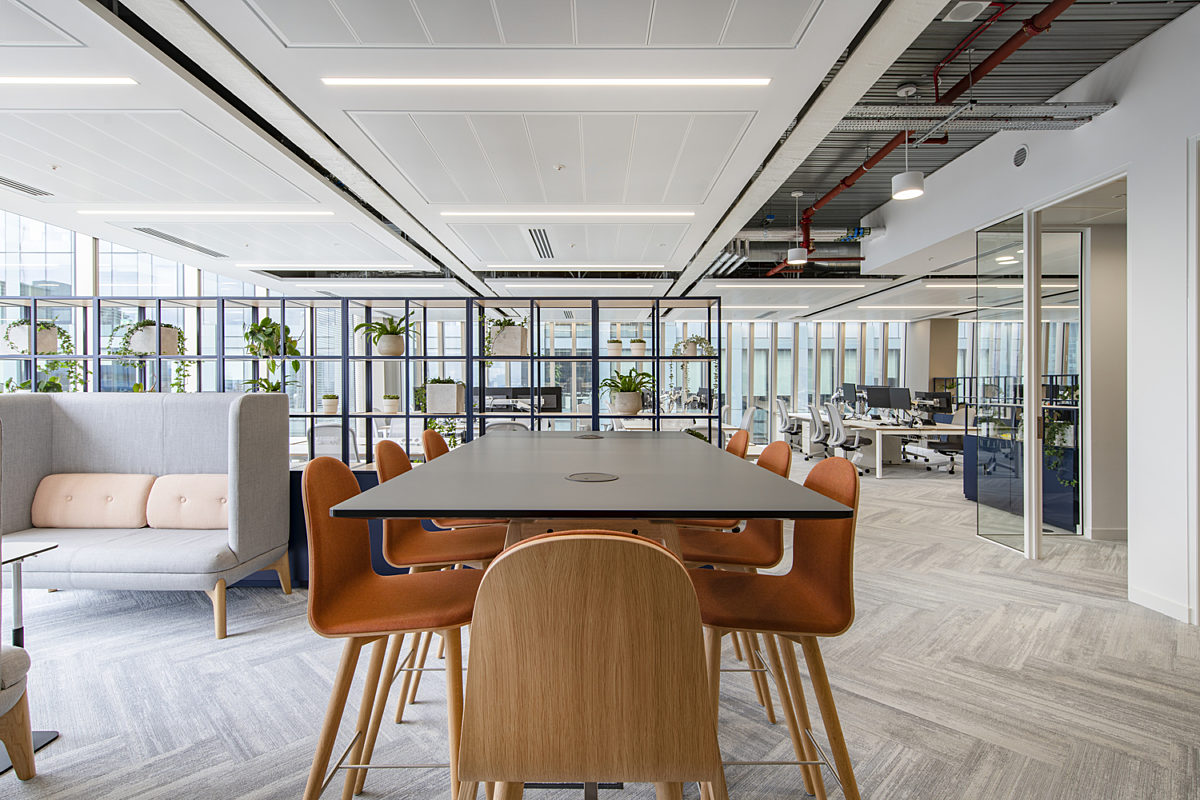 A variety of places to work in a modern office