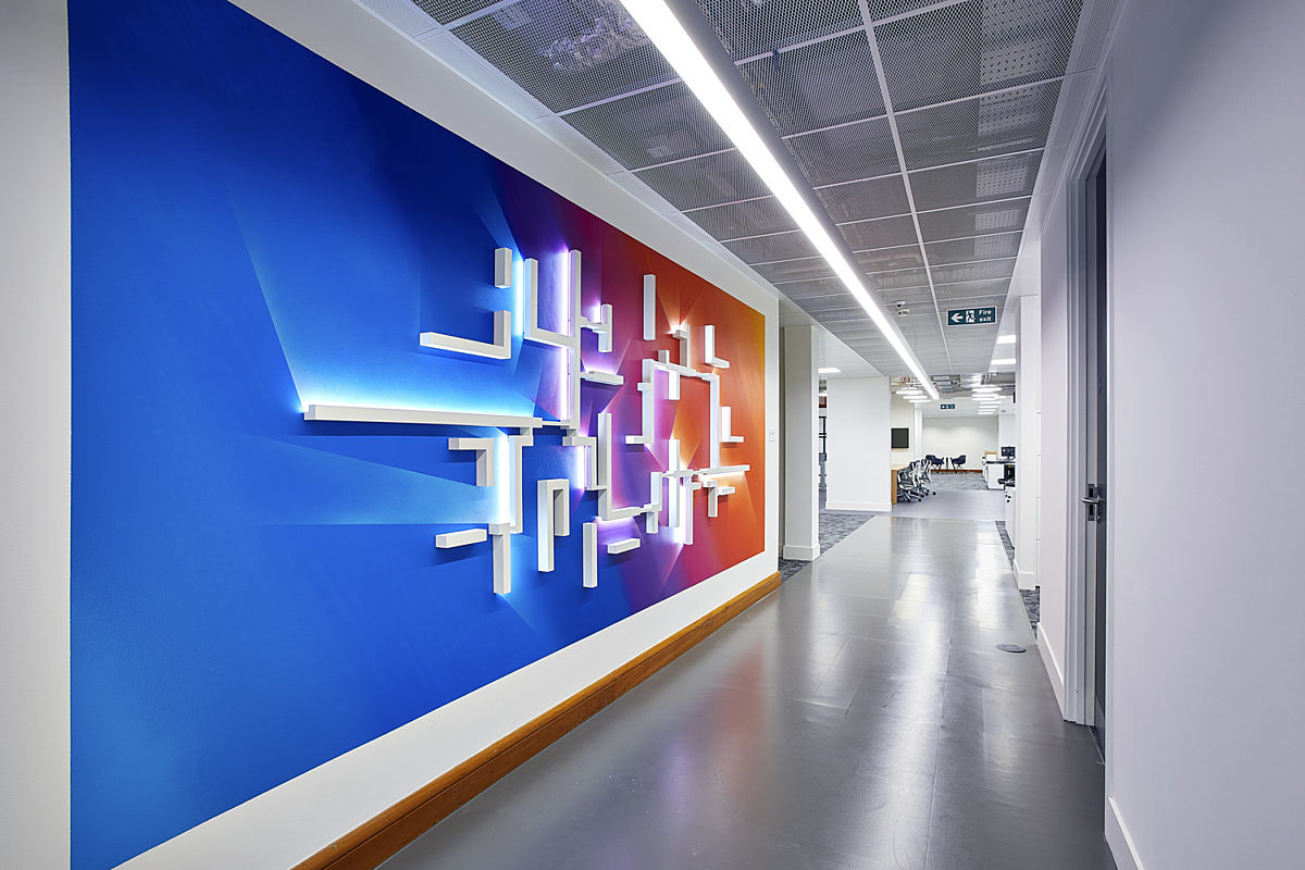 Colourful wall feature in office fit out