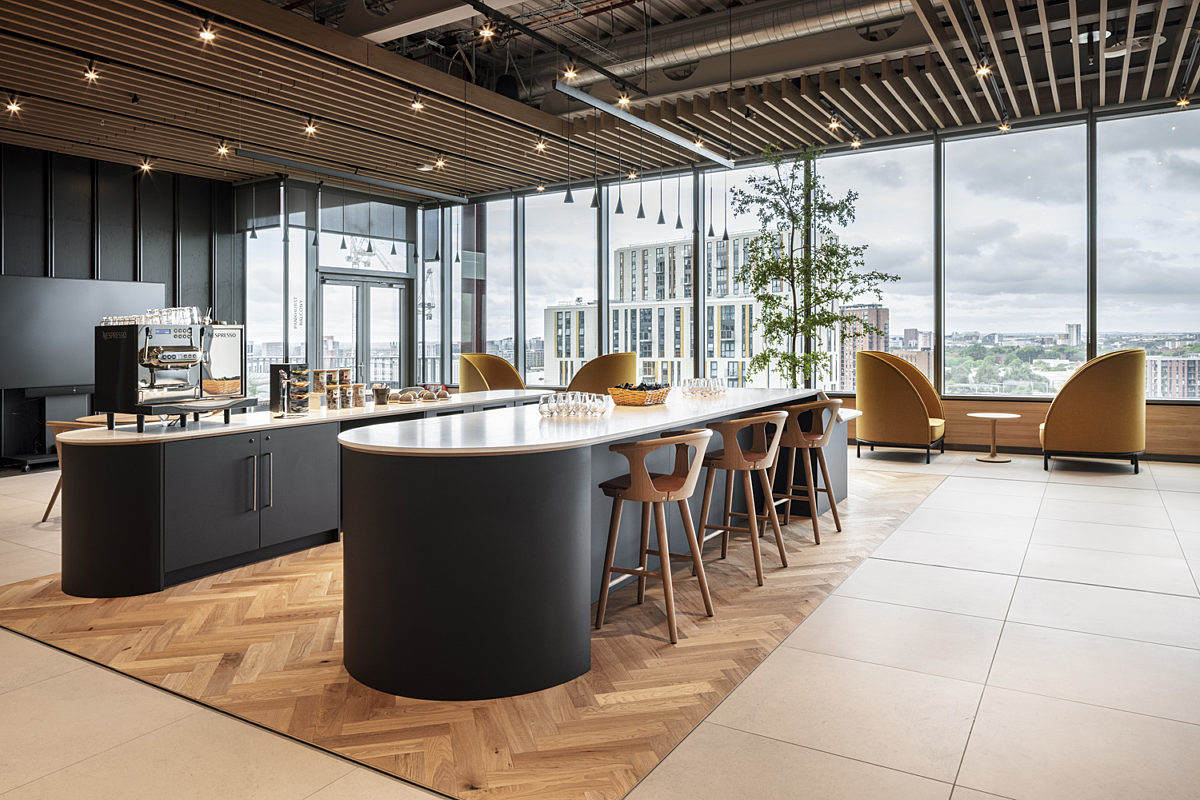 Communal refreshment zones for office collaboration