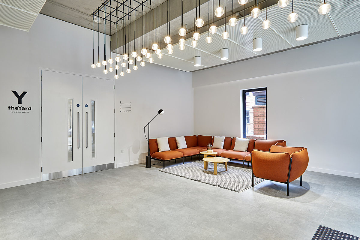 Office fit out with light features in breakout area