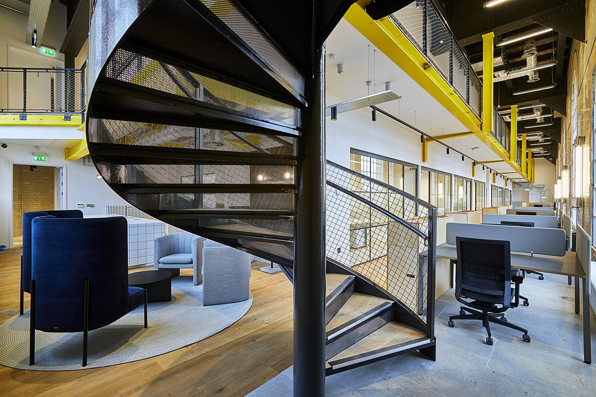 spiral staircase installed in office refurbishment