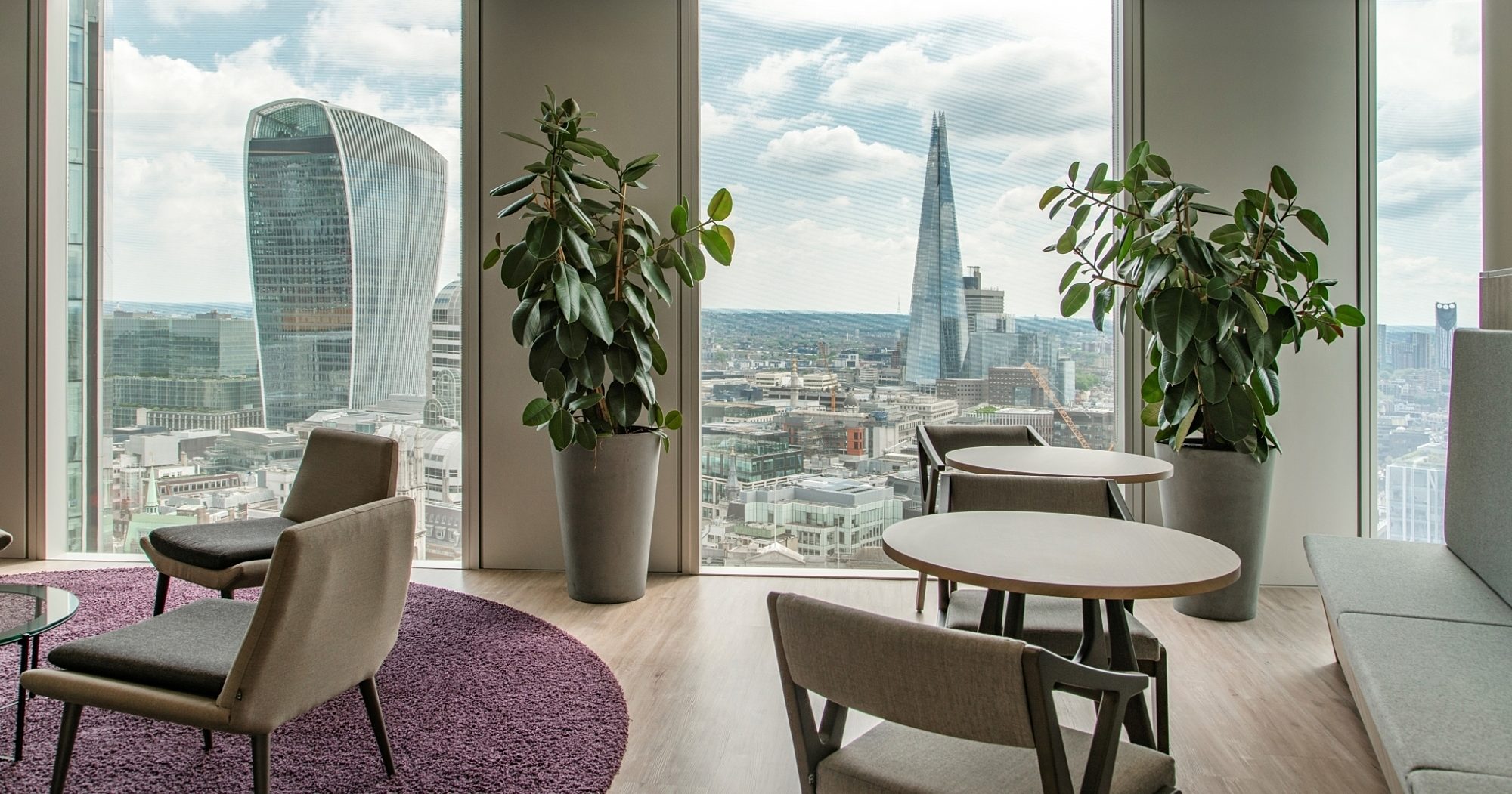 Floor to ceiling windows with London views