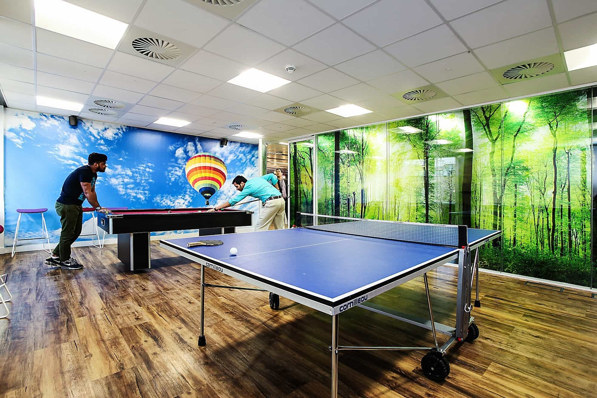 ping pong table pool table in office
