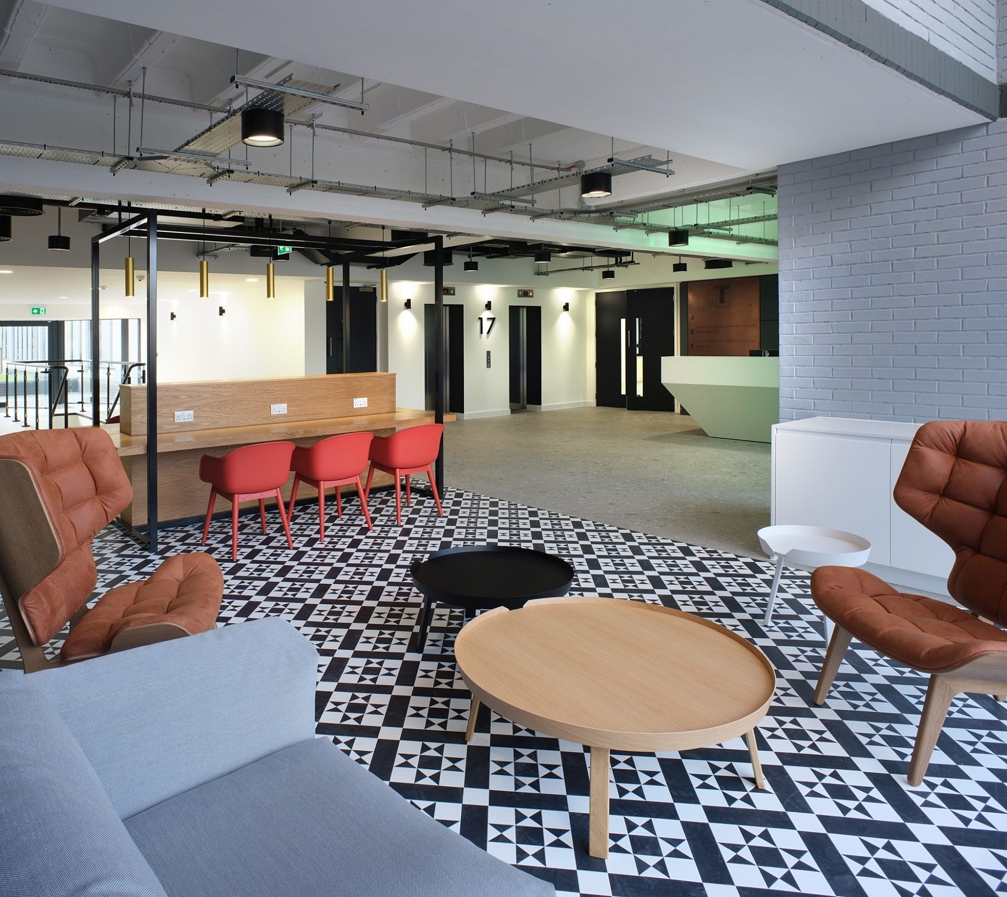 Symmetrical floor tiles design in office fit out