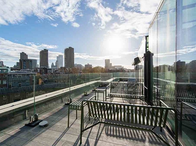 Skyline view office terrace