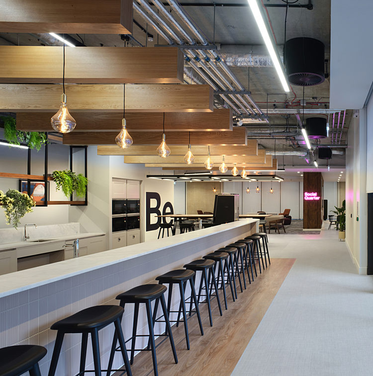 Barstools allow office users to relax and socialise