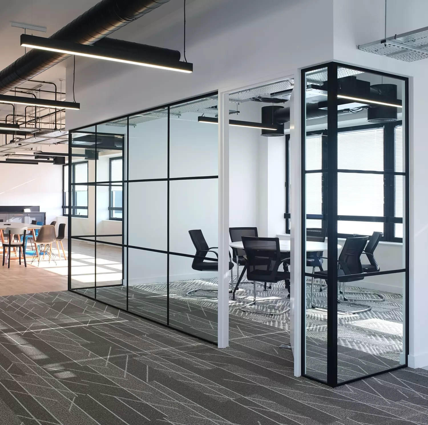 Glazed modern meeting room in office refurbishment