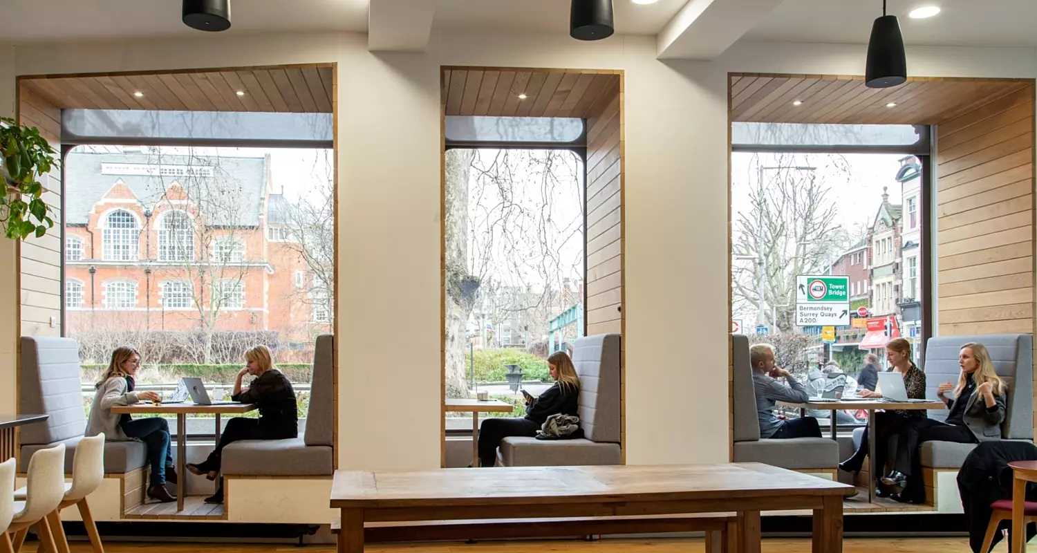 Office workers enjoying natural light