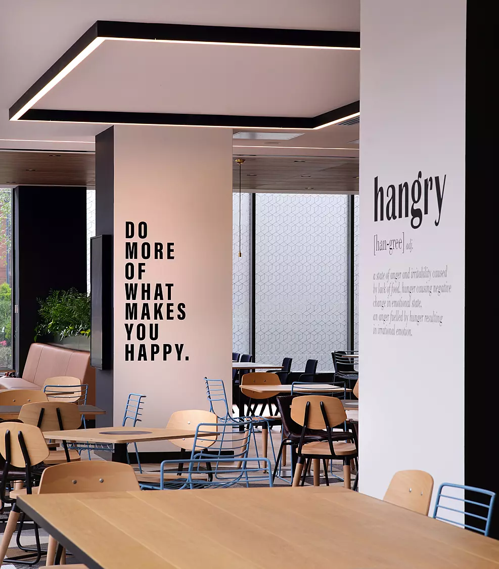 Graphics to communicate corporate values in the office