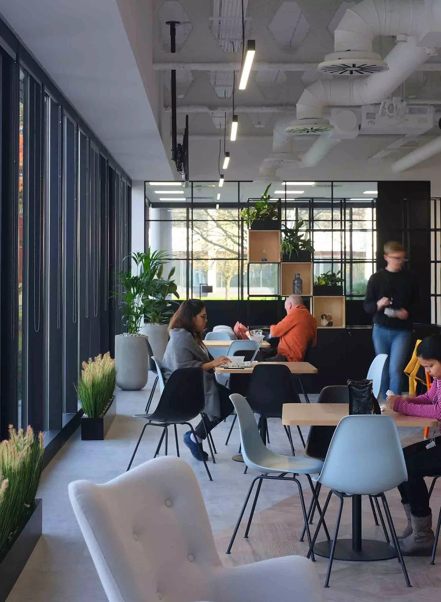 Busy office breakout area