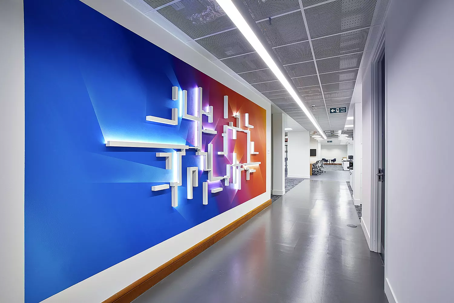 Colourful wall feature in office fit out