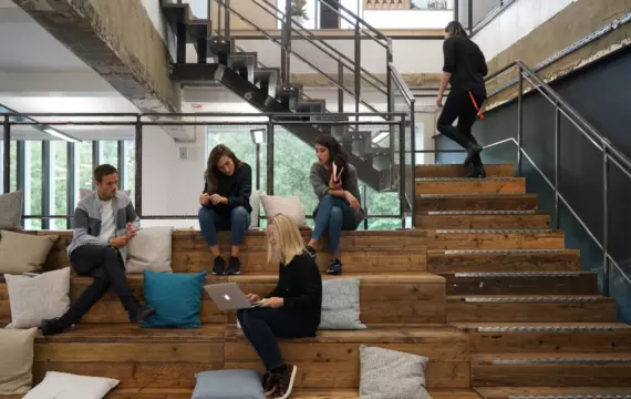 Bleacher style seating for collaboration in the office